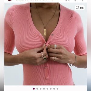 Live the process pink elbow length sleeve ribbed bodysuit. M. NWOT